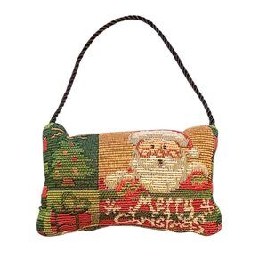 Merry Christmas Door Hanging Tapestry Pillow Small Santa Clause 7x4 in Decor